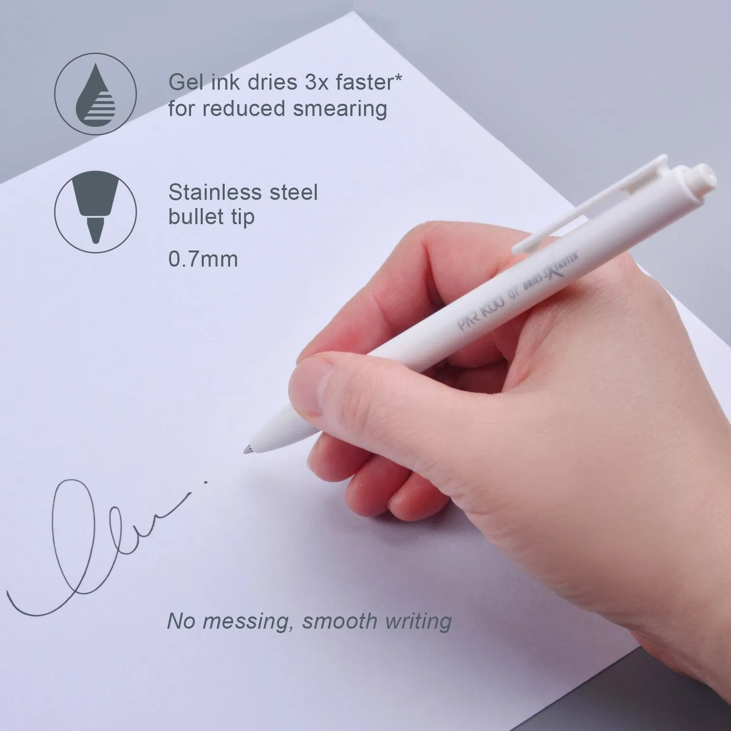 ParKoo Retractable Gel Pens 0.7mm Quick Dry Ink, 12-Pack
