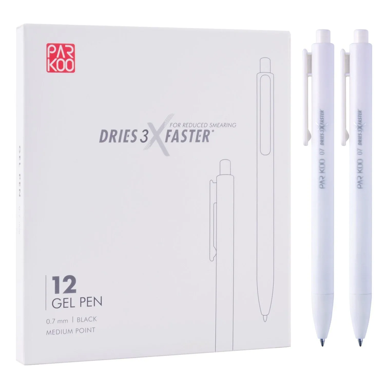 ParKoo Retractable Gel Pens 0.7mm Quick Dry Ink, 12-Pack