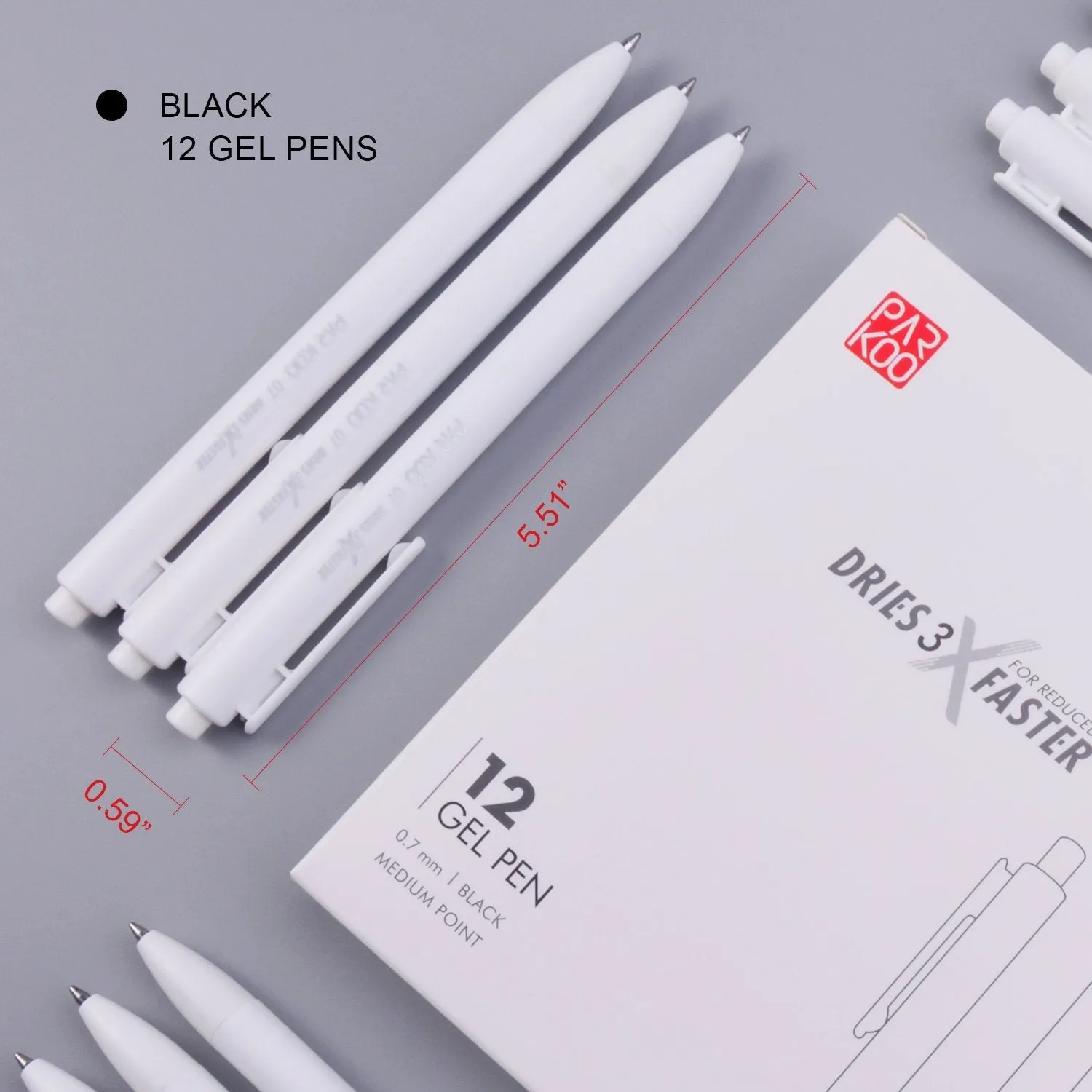 ParKoo Retractable Gel Pens 0.7mm Quick Dry Ink, 12-Pack