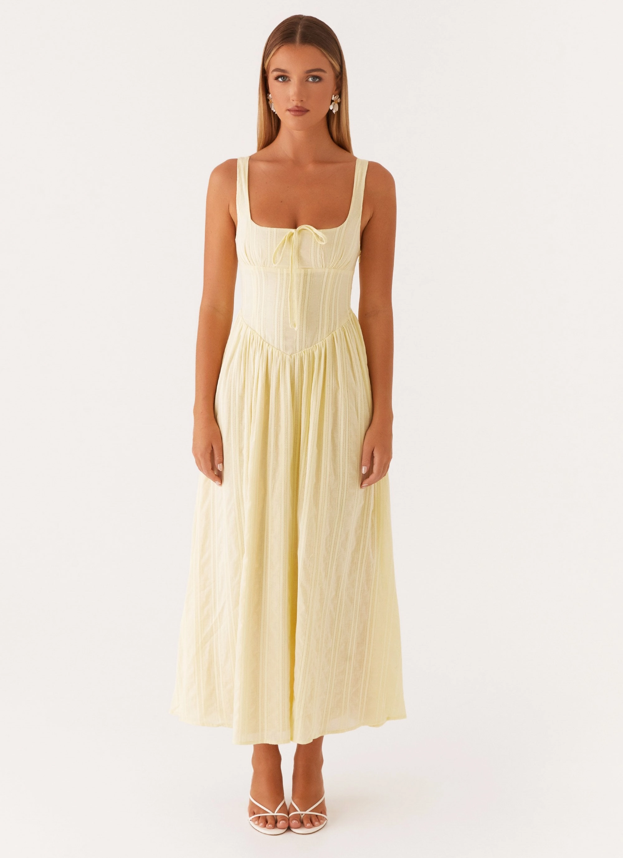 Pascuelle Midi Dress - Yellow Smooth Flow Shimmer-Finish