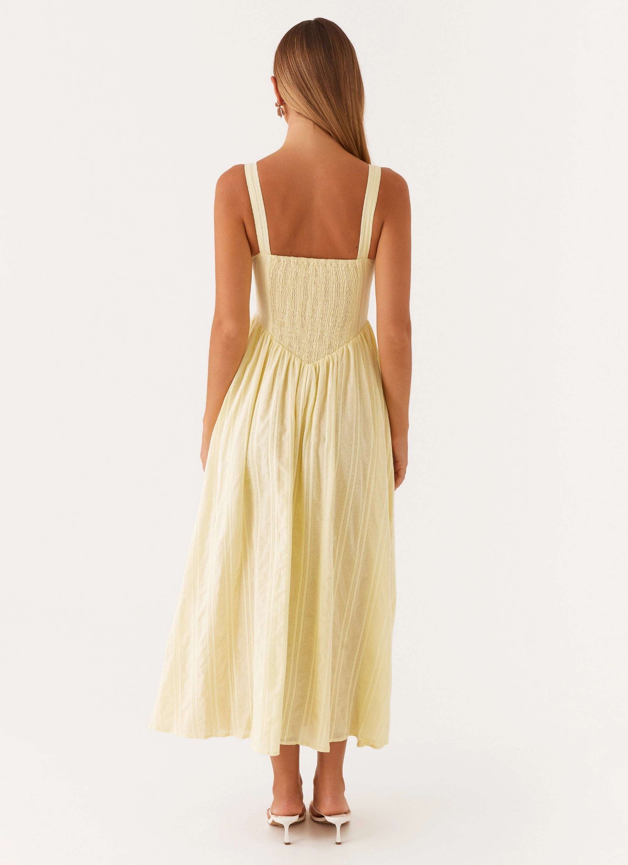 Pascuelle Midi Dress - Yellow Lightweight-Lining Breathable-Lining