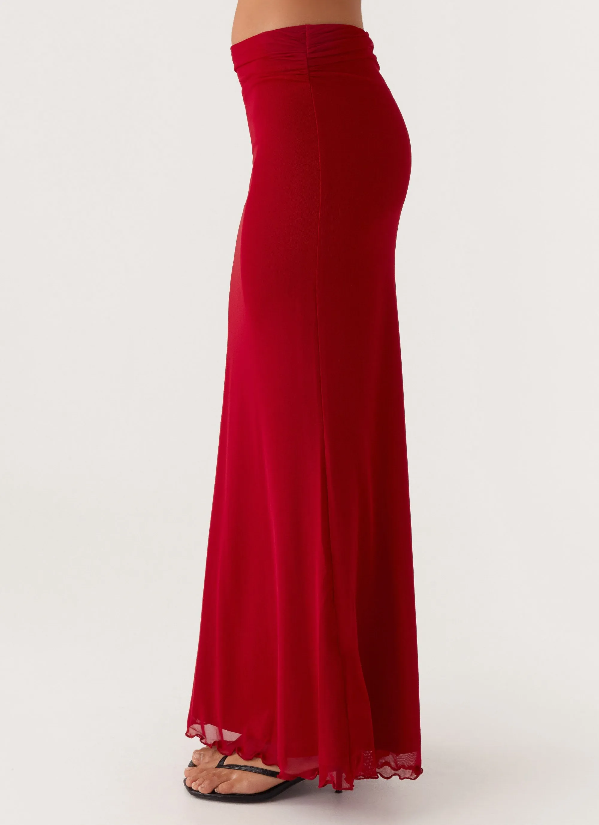 Rayne Maxi Skirt - Red Flat Lay Collar