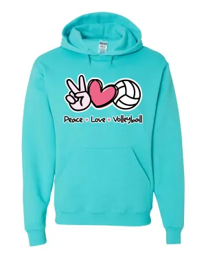 PEACE LOVE VOLLEYBALL HOODED SWEATSHIRT