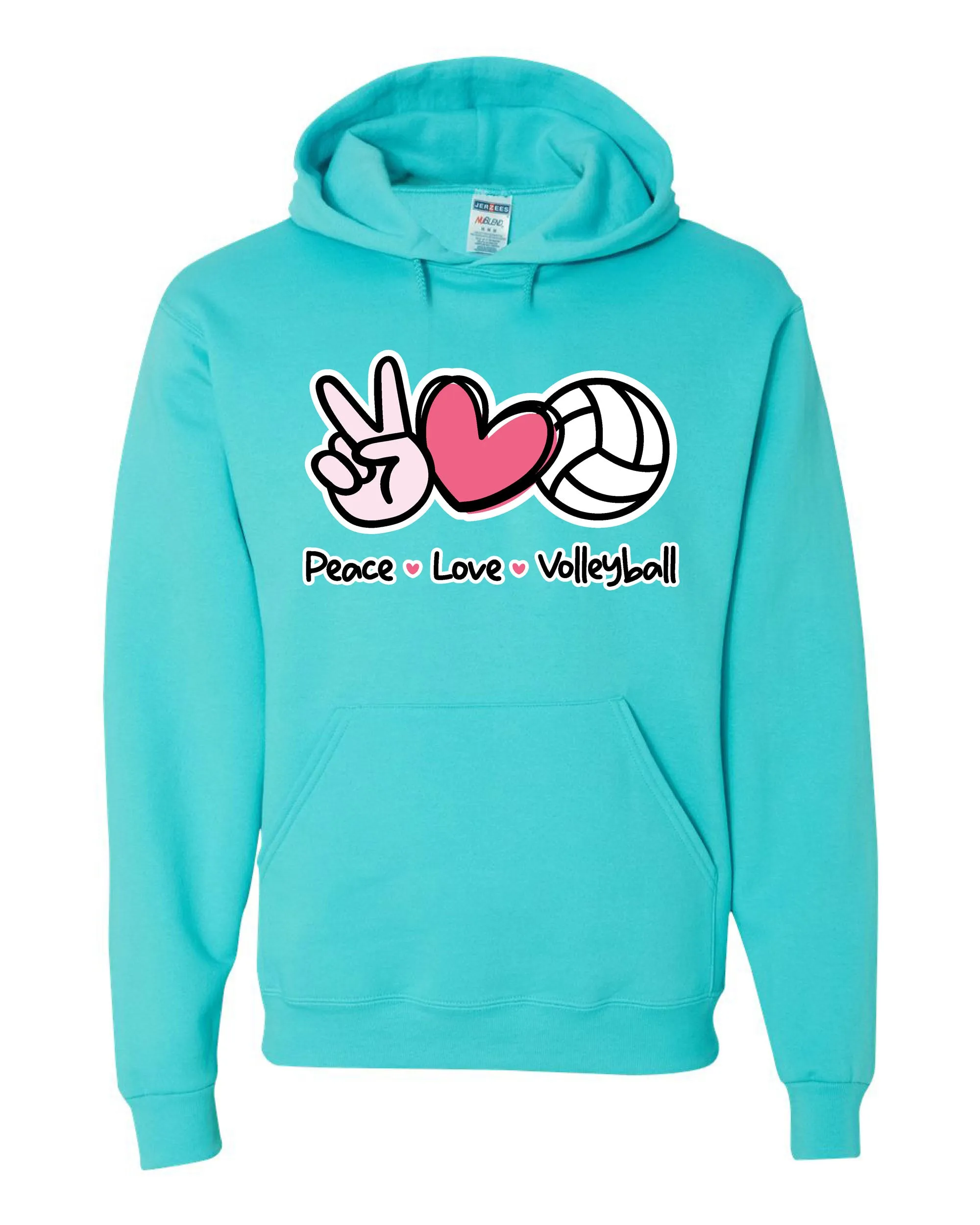 PEACE LOVE VOLLEYBALL HOODED SWEATSHIRT