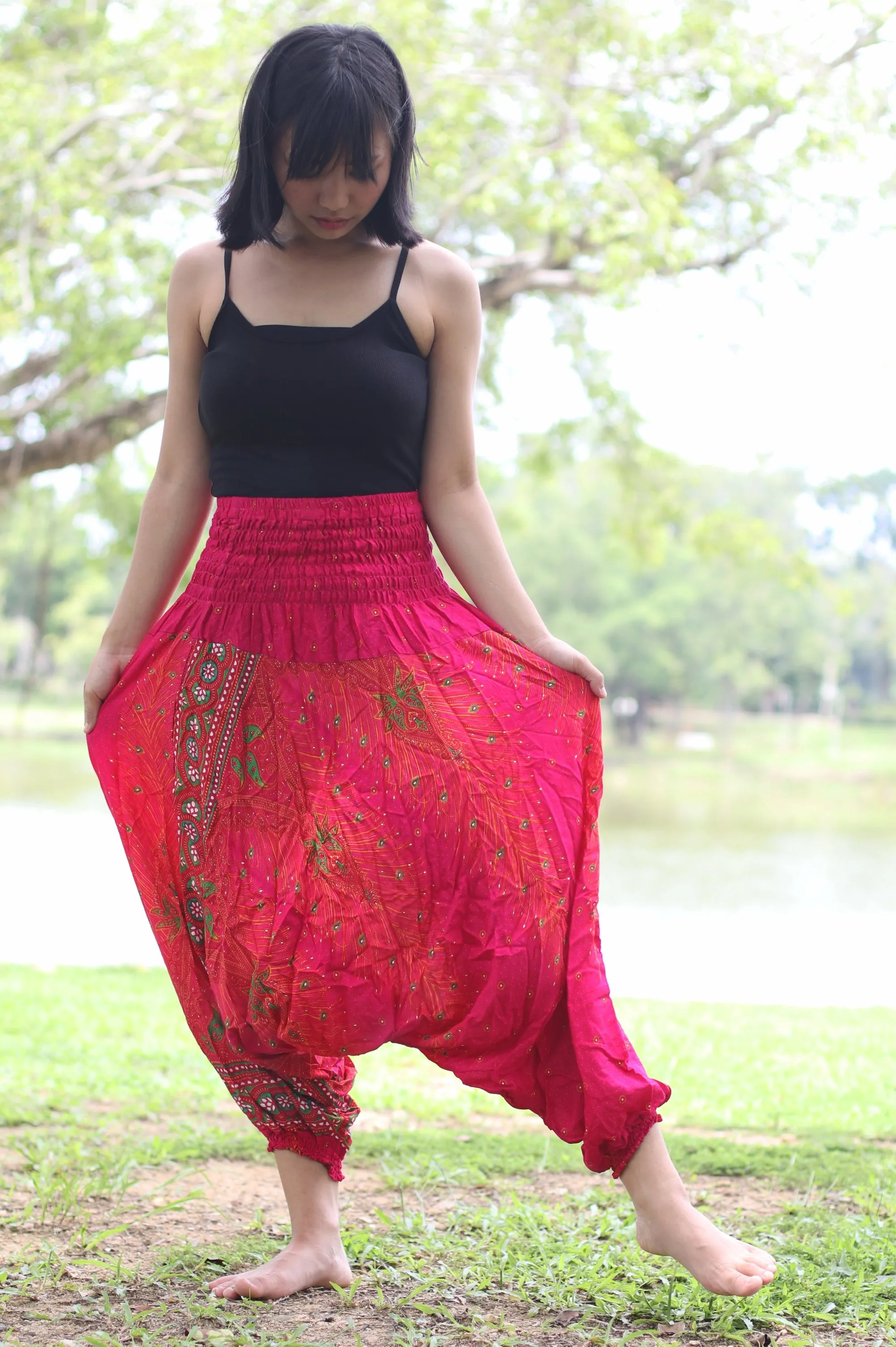 Peacock Harem Pants Unisex Yoga Drop Crotch Jumpsuits Rompers Hippie Baggy Pants