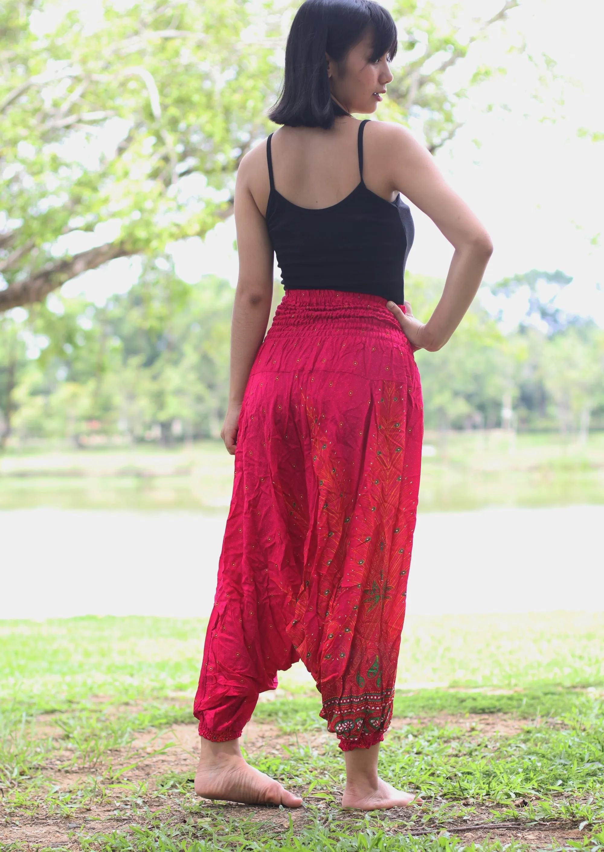 Peacock Harem Pants Unisex Yoga Drop Crotch Jumpsuits Rompers Hippie Baggy Pants