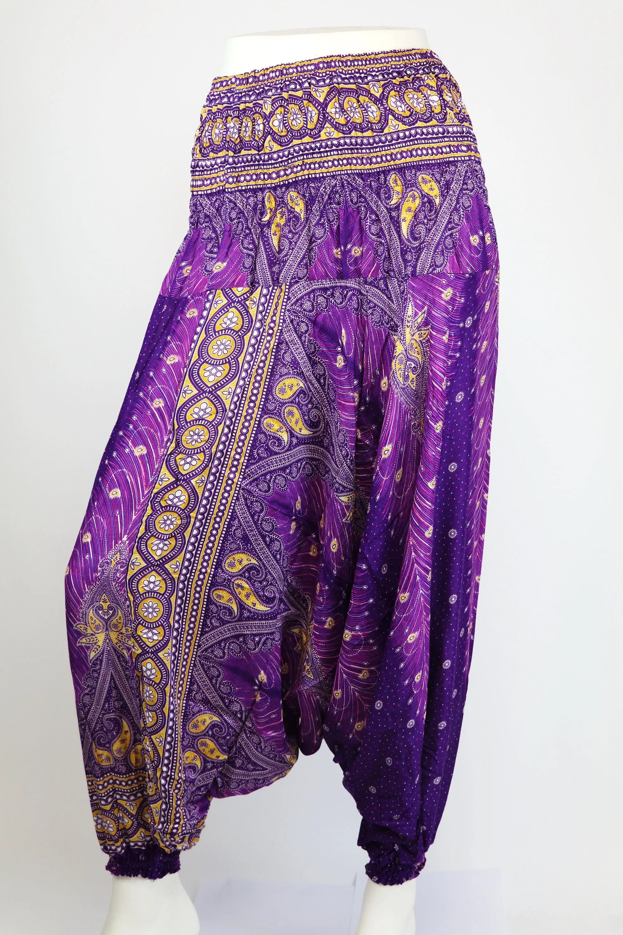 Peacock Harem Pants Unisex Yoga Drop Crotch Jumpsuits Rompers Hippie Baggy Pants