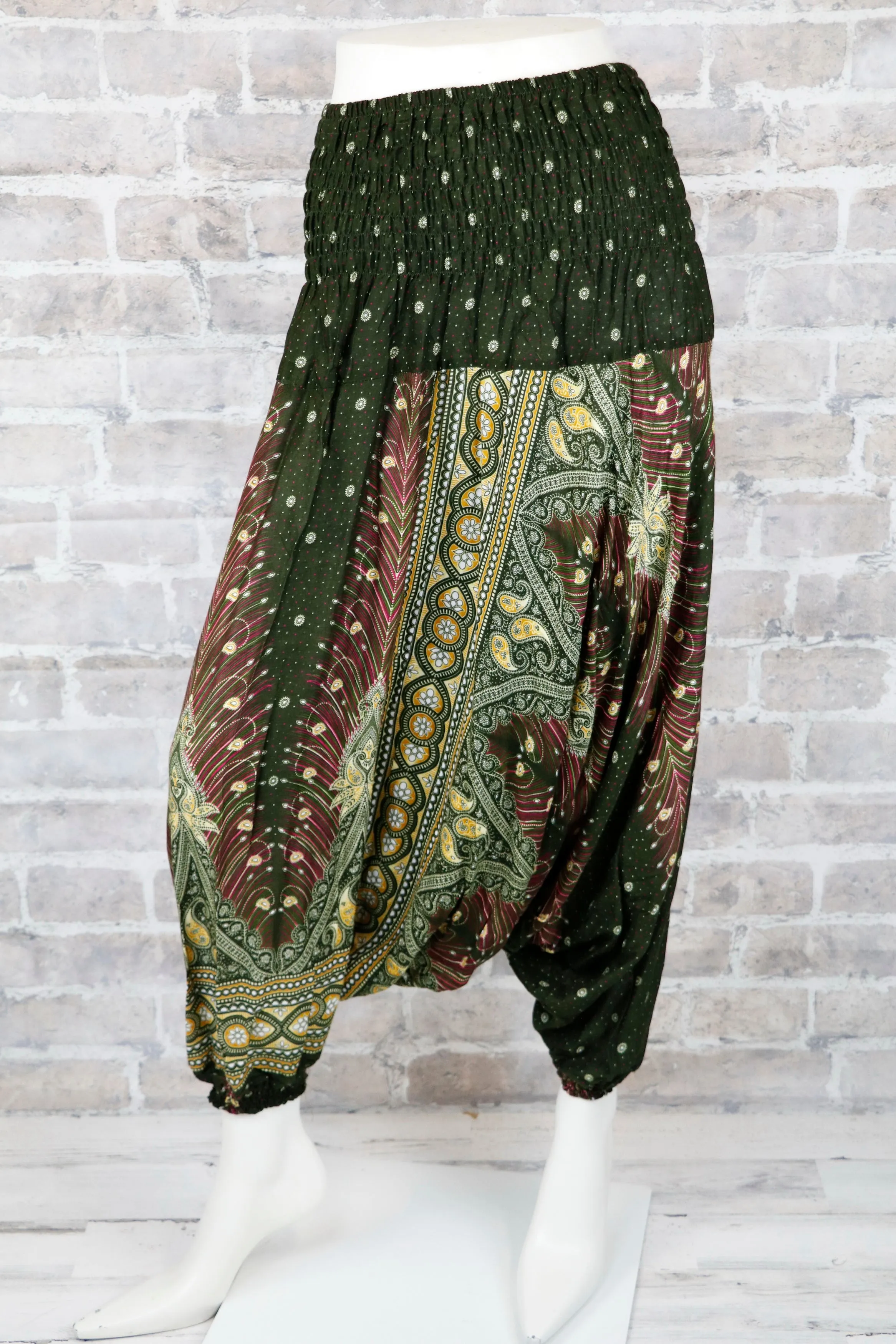 Peacock Harem Pants Unisex Yoga Drop Crotch Jumpsuits Rompers Hippie Baggy Pants