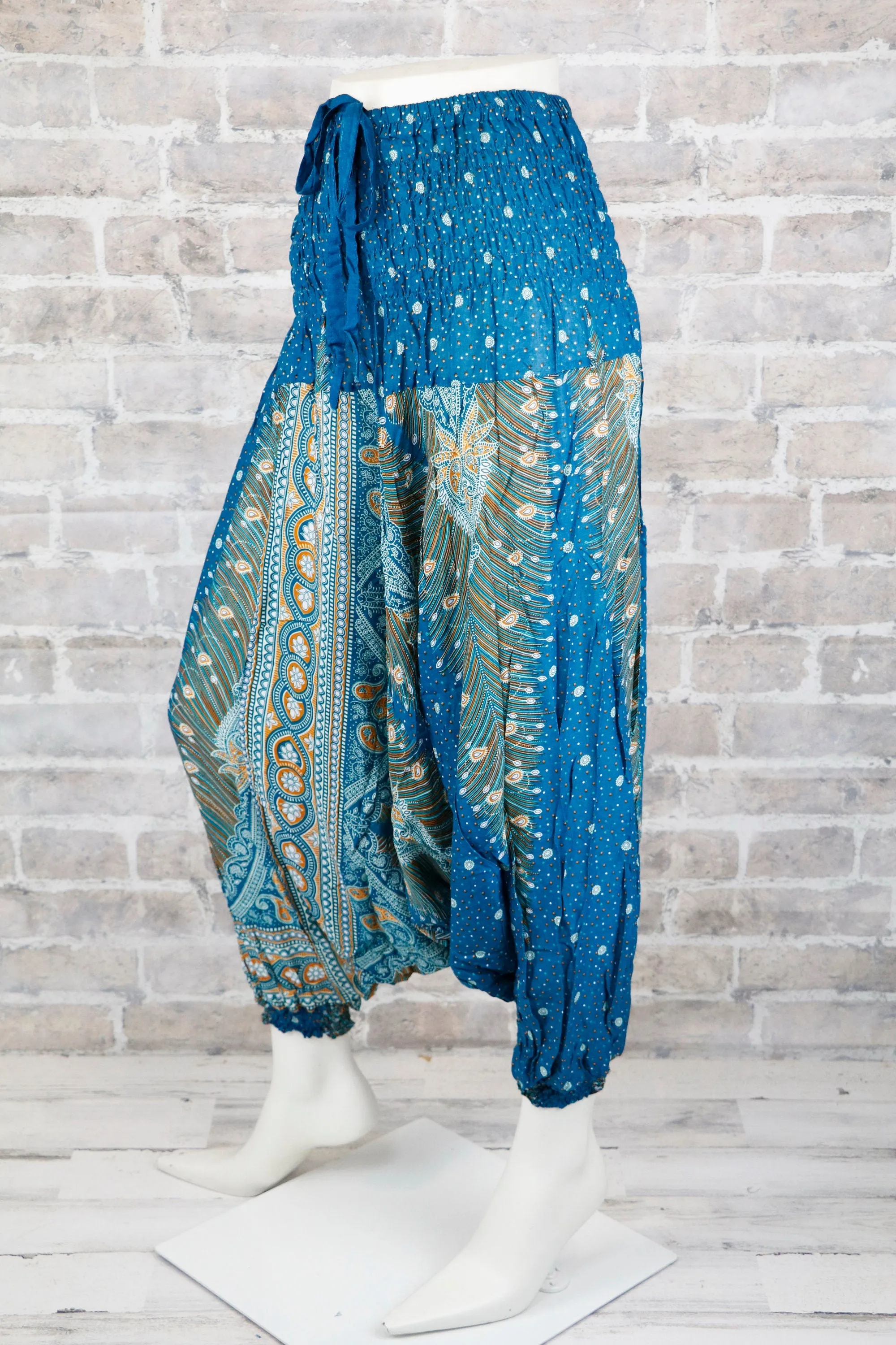 Peacock Harem Pants Unisex Yoga Drop Crotch Jumpsuits Rompers Hippie Baggy Pants