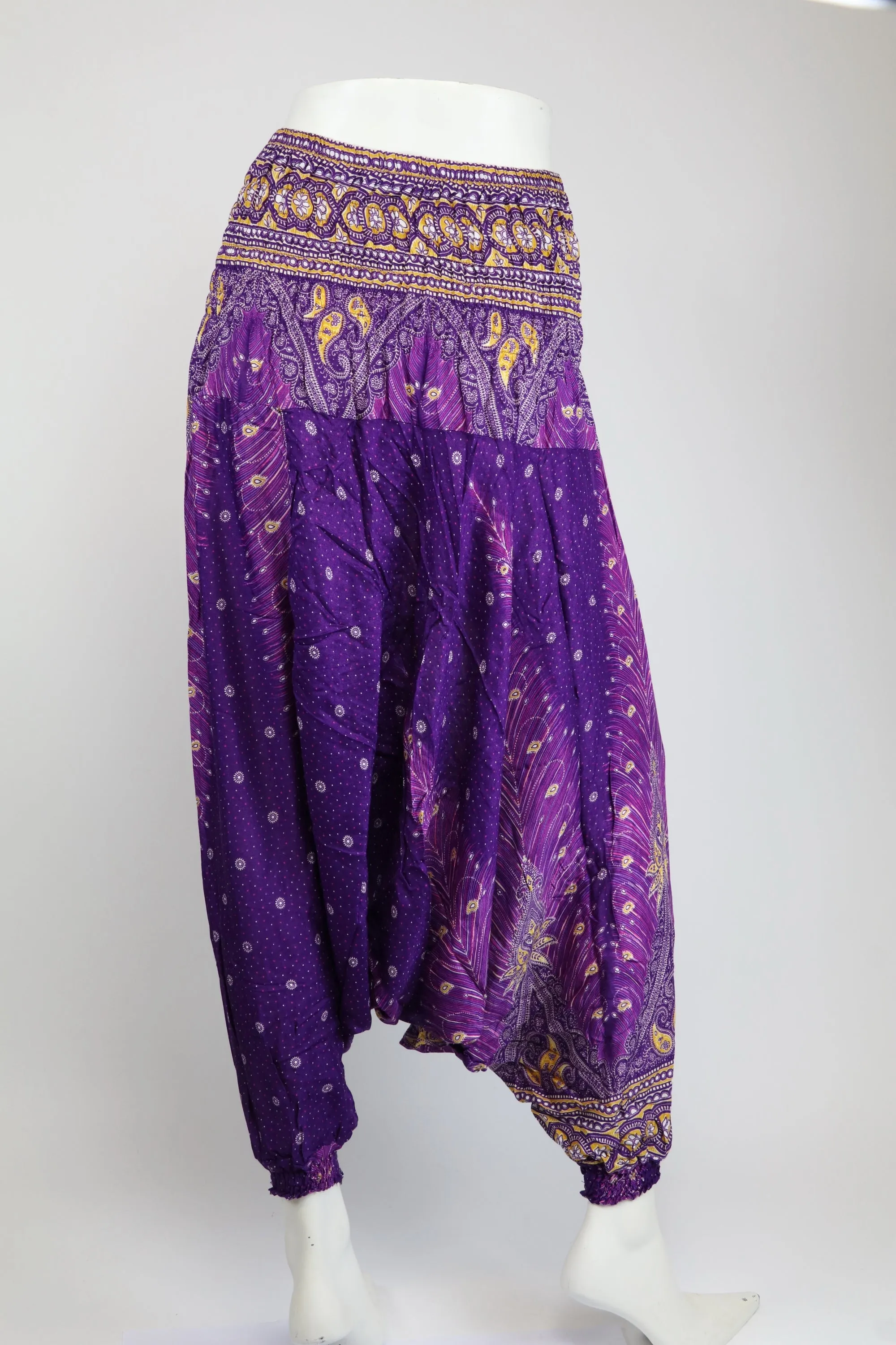 Peacock Harem Pants Unisex Yoga Drop Crotch Jumpsuits Rompers Hippie Baggy Pants
