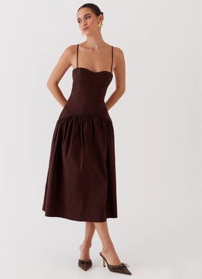 Subtle Finish Yvette Corset Midi Dress - Chocolate
