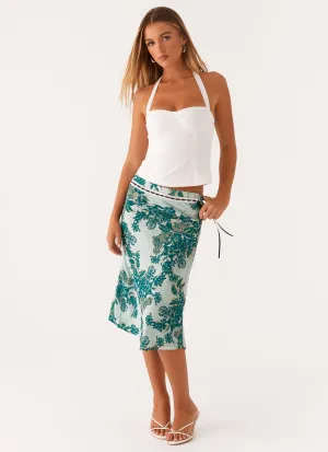 Peony Quartz Midi Skirt - Cloud Nine Floral City Ready