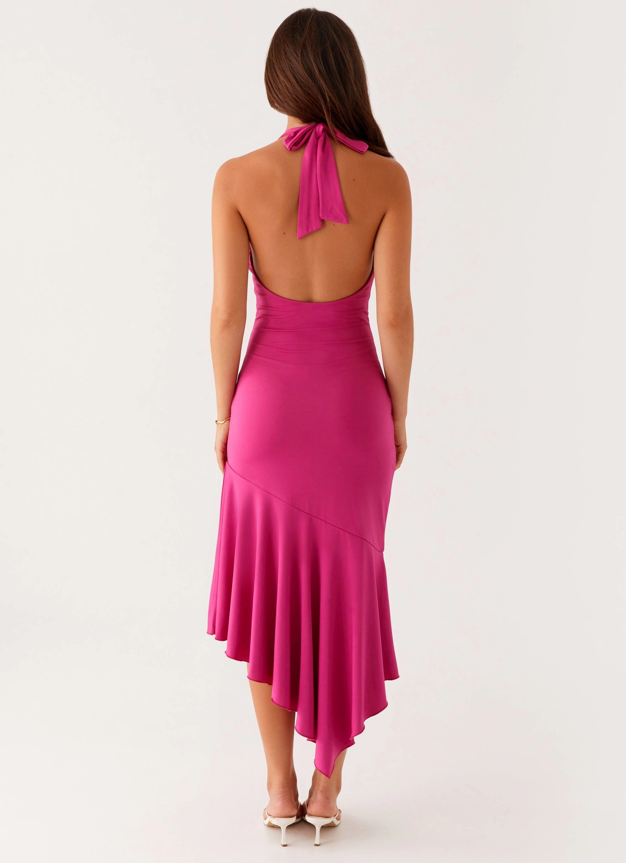 Perdita Midi Dress - Fuchsia Comfy Look Subtle Charm