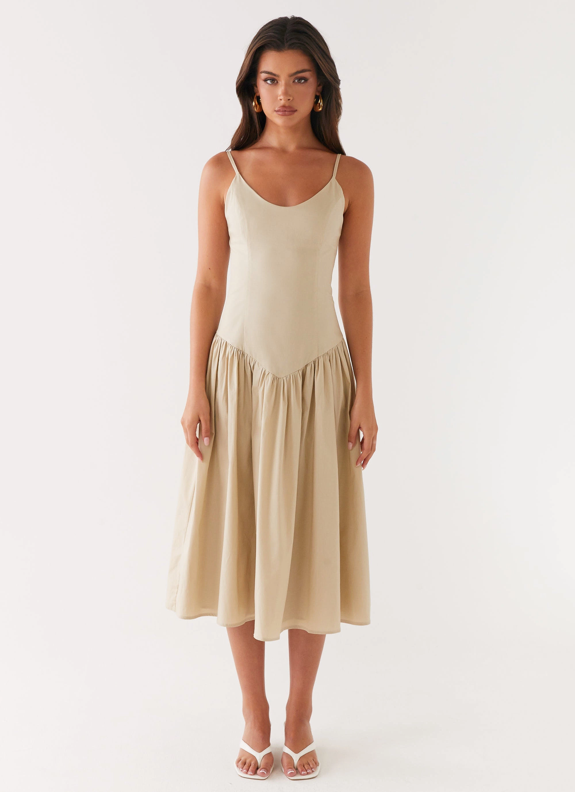 Azalea Midi Dress - Beige Light Silhouette Fashion Look