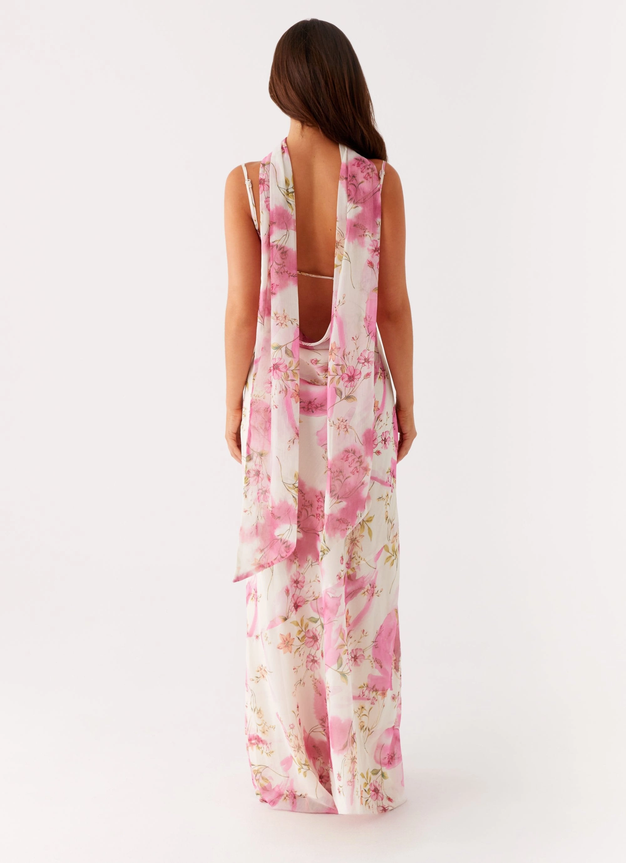 Spencer Maxi Dress - Ivory Floral Print Chic Tailoring Layer Ready
