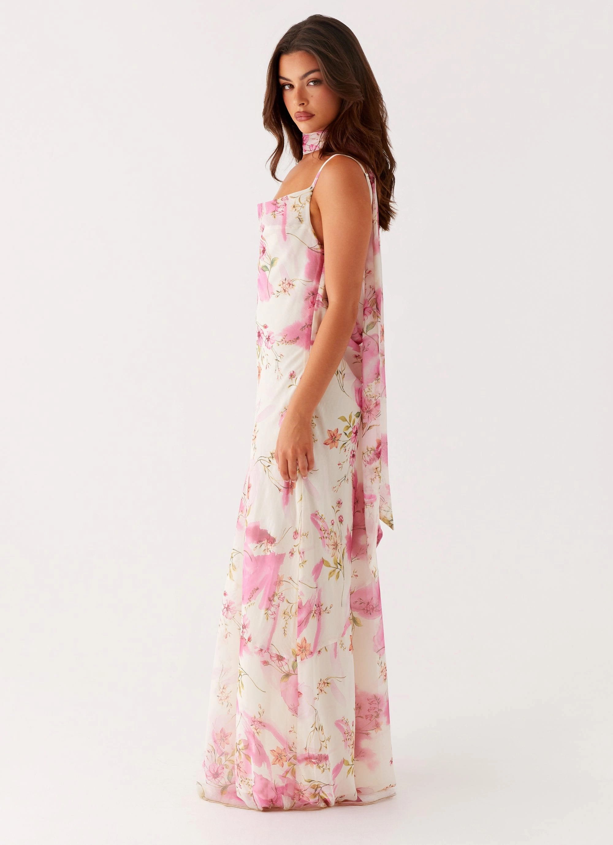Matte Look Spencer Maxi Dress - Ivory Floral Print