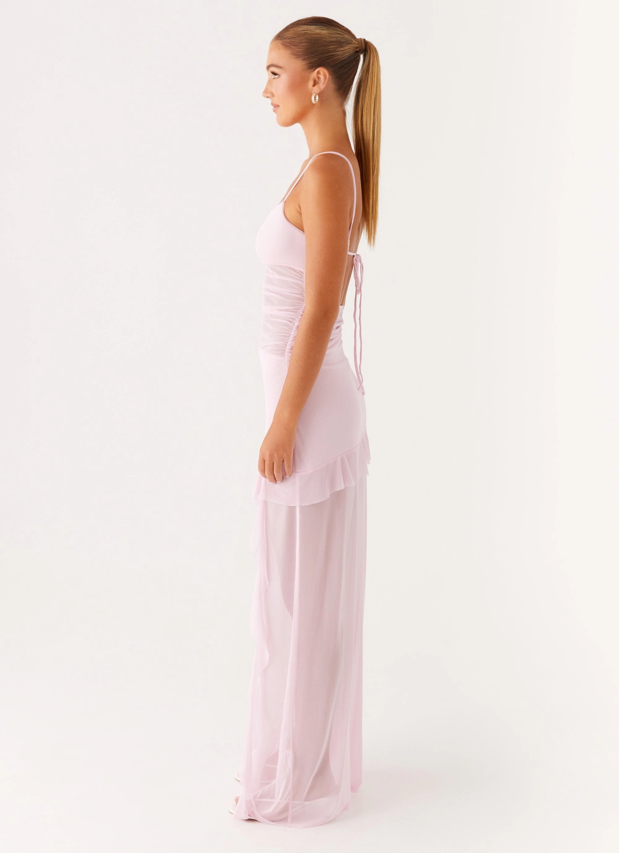 Jenni Ruffle Maxi Dress - Pink Floating Shape