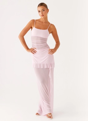 Jenni Ruffle Maxi Dress - Pink Comfortable Waist Design Fit Sleek Touch