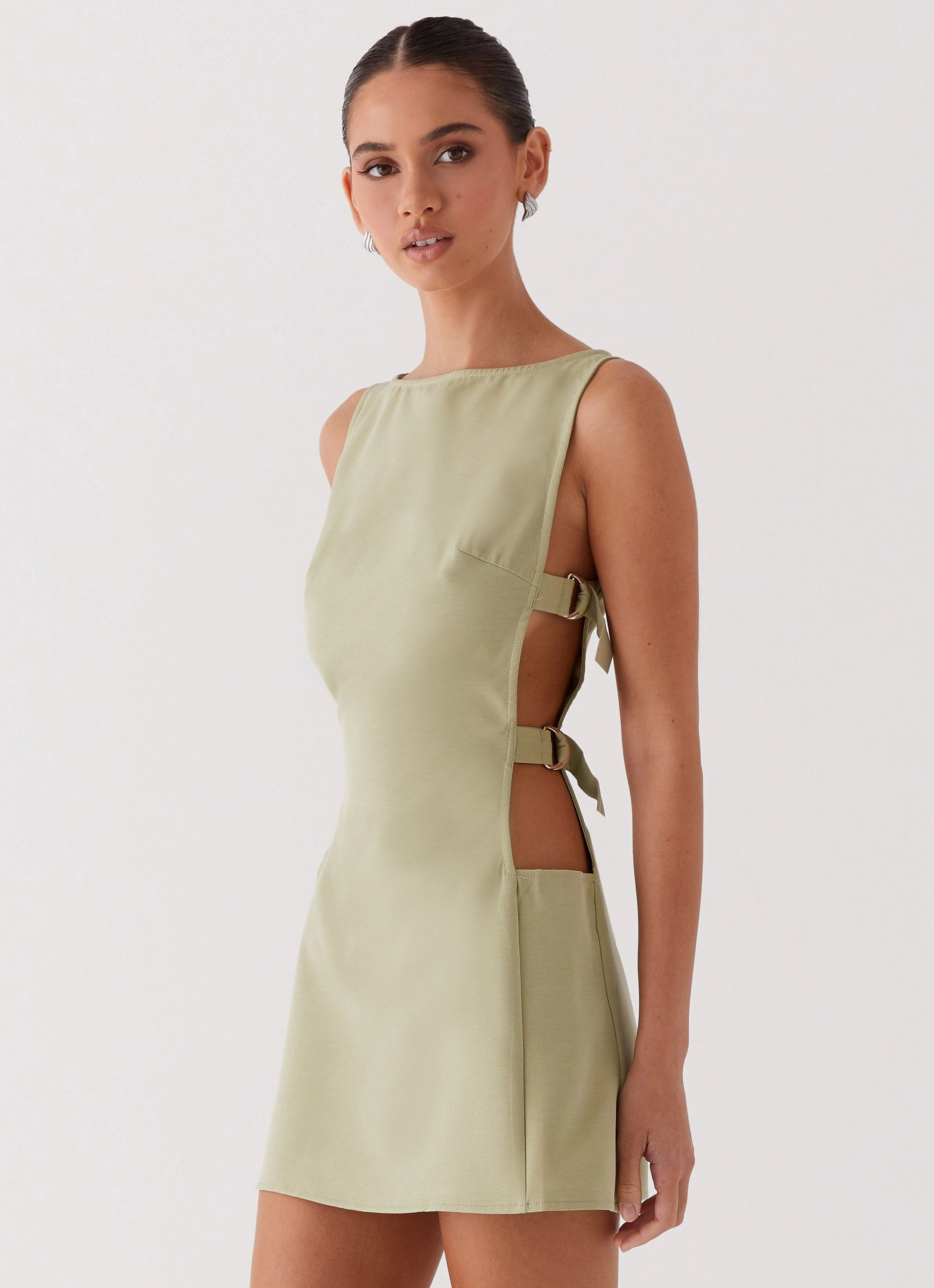 Cherish You Buckle Mini Dress - Olive Walkable Flow