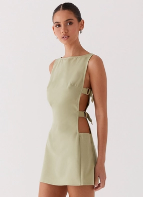 Cherish You Buckle Mini Dress - Olive Walkable Flow