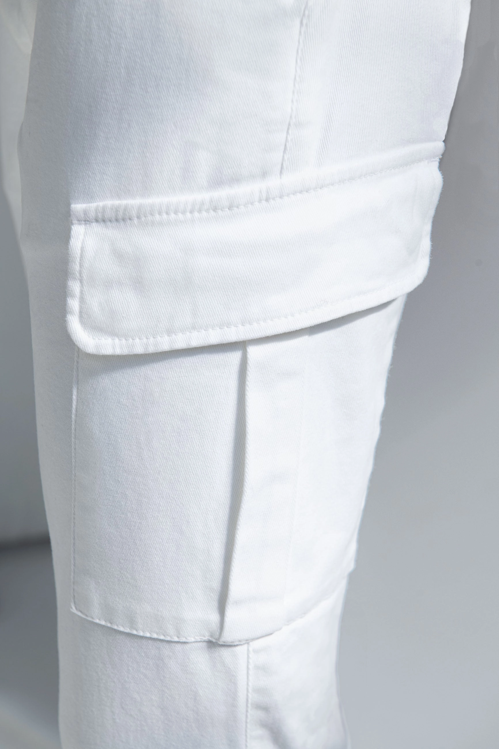 Neutral Look Quick Movement Wear Off-white stretch canvas cargo - Made in Italy