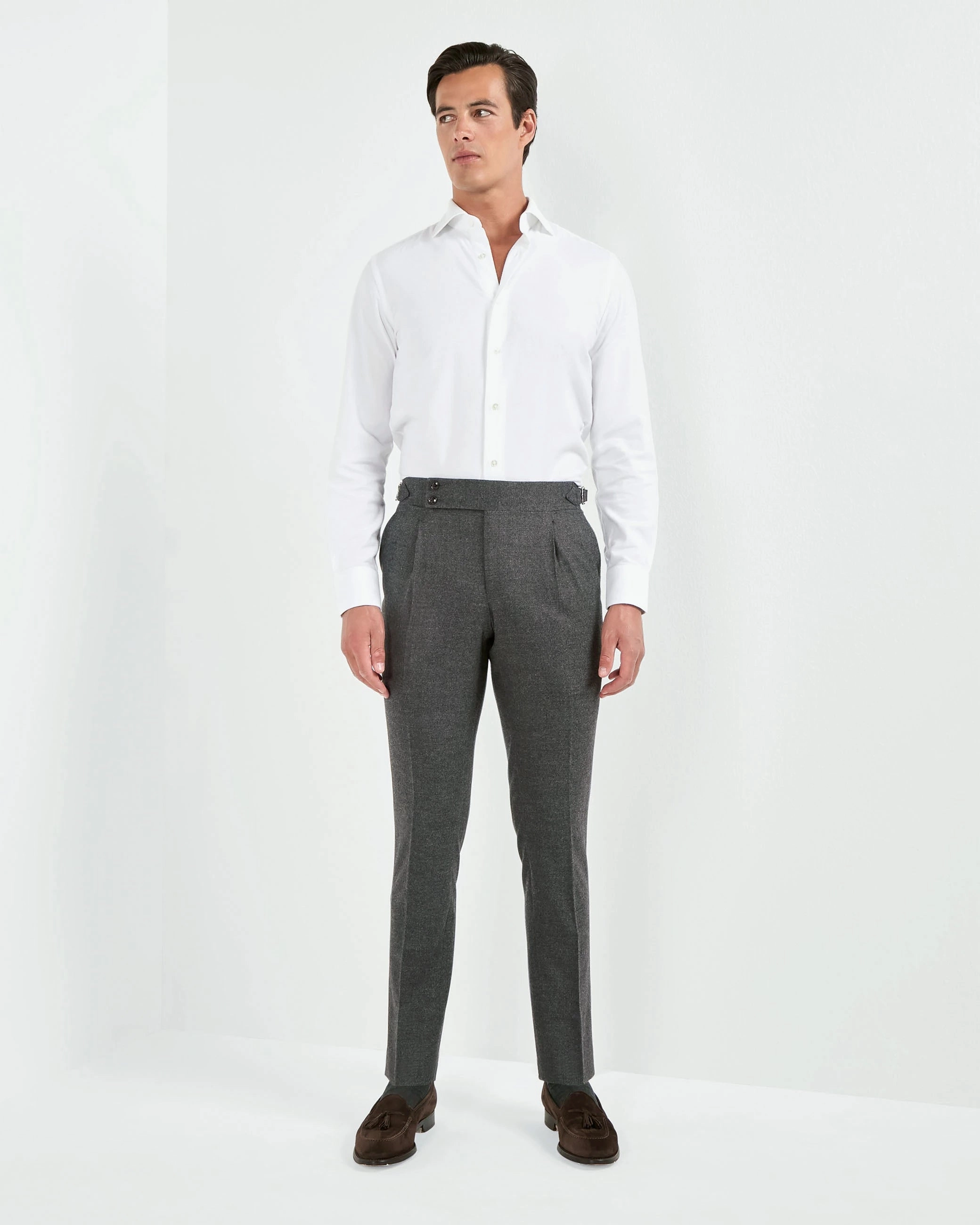 Anthracite flannel Soragna trousers - Made in Italy Light Fit Wear No Fuss Fit