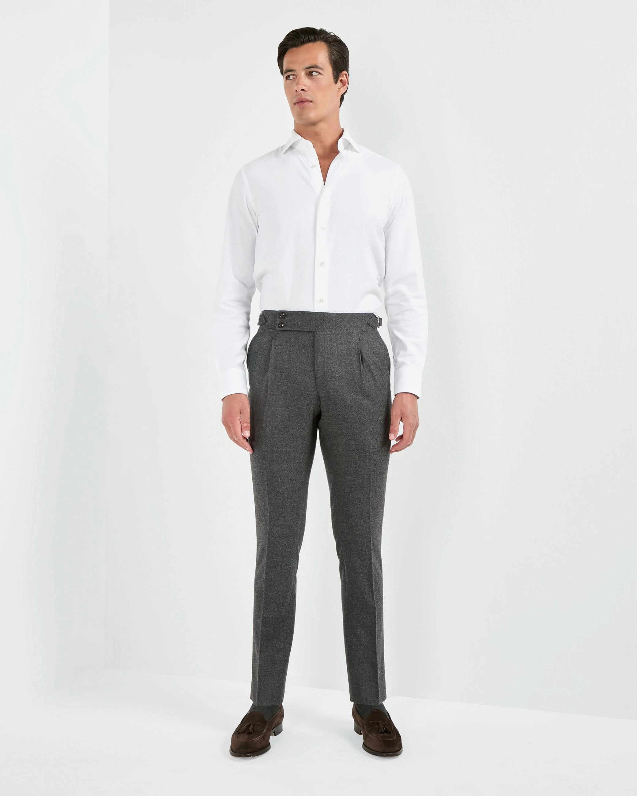 Chic Design Anthracite flannel Soragna trousers - Made in Italy