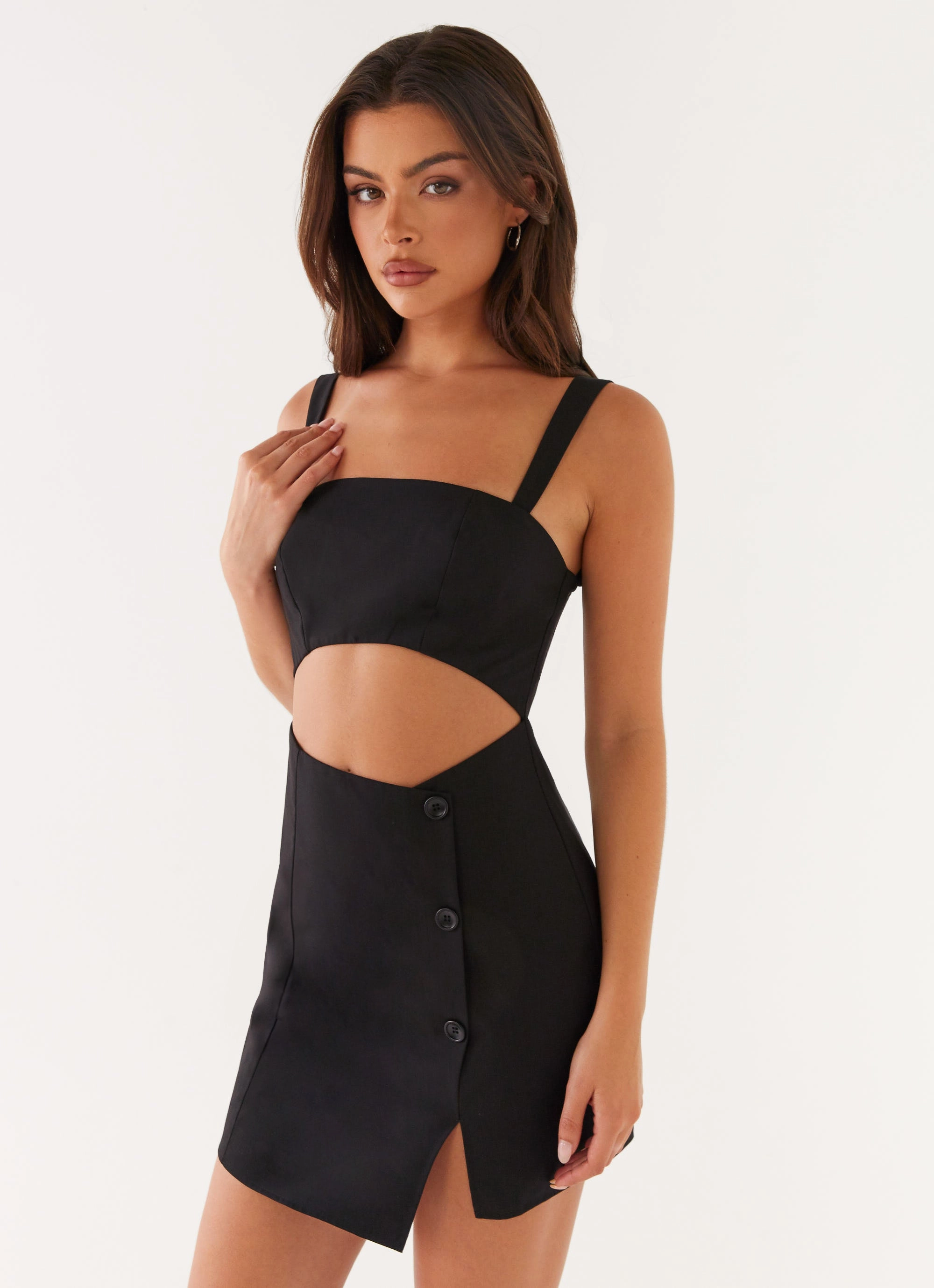 Pia Mini Dress - Black Belt Waist