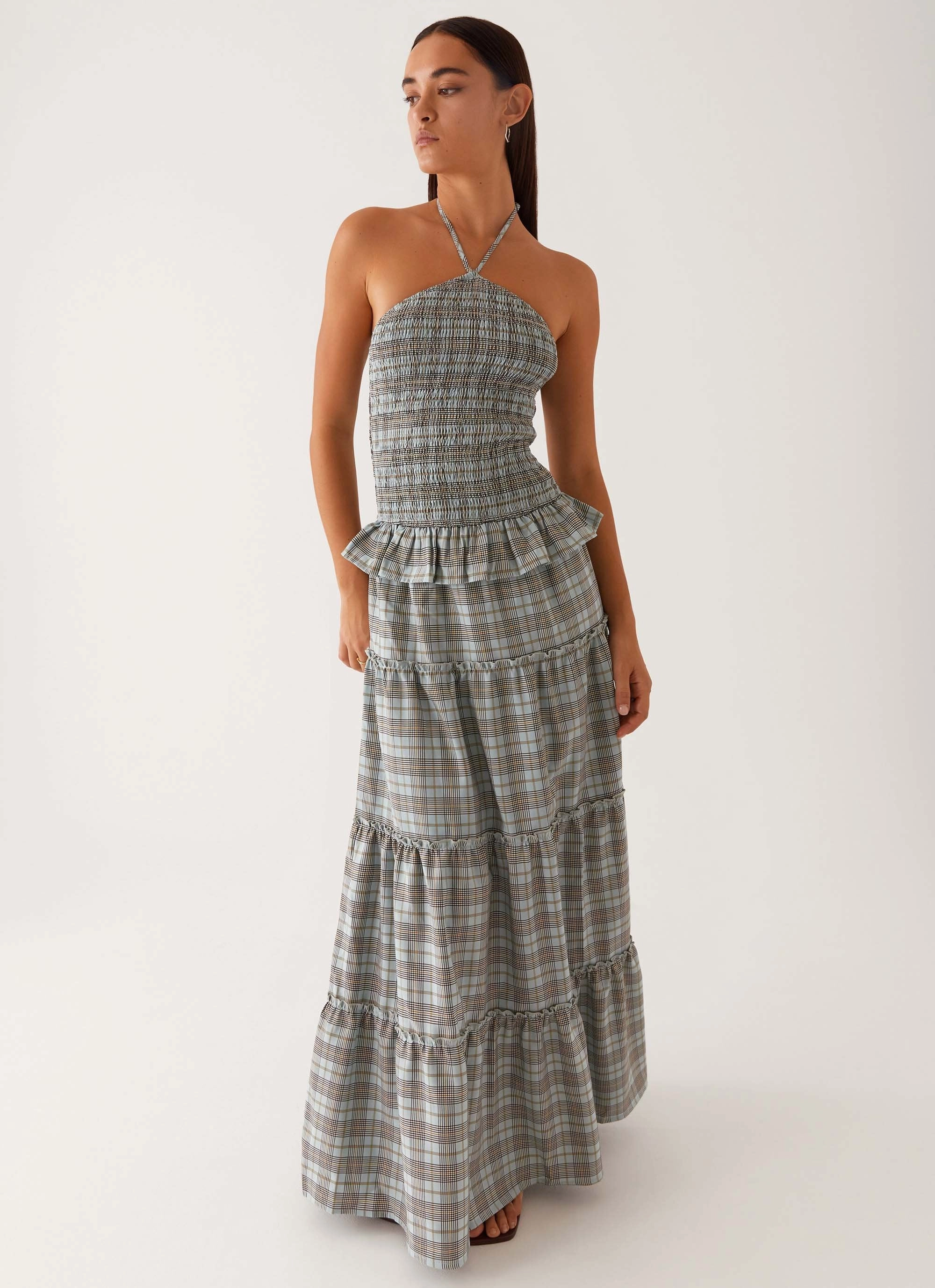 Premium Material Smooth Detail Picture This Maxi Dress - Check