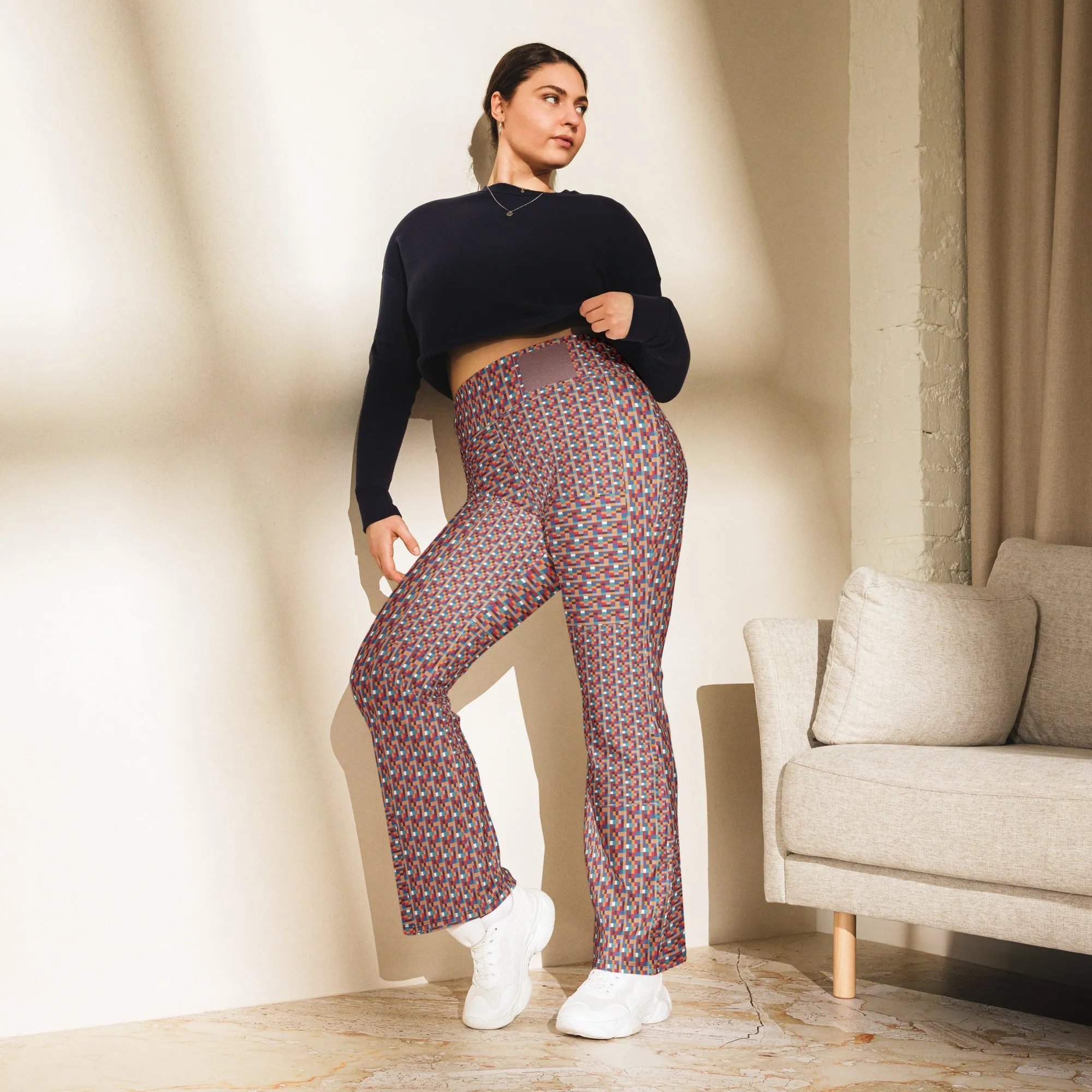 Pixel perfect red Flare leg yoga pants leggings