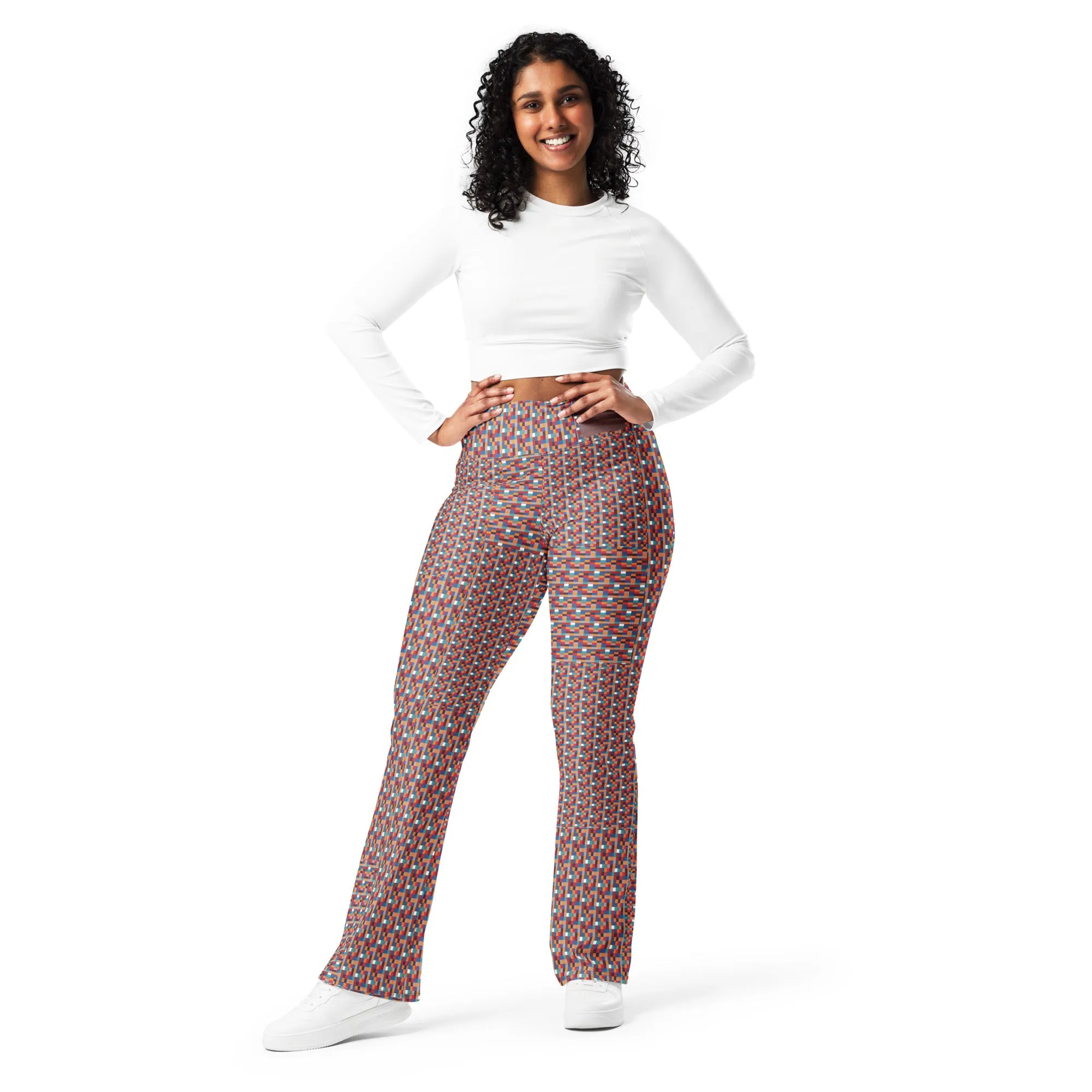 Pixel perfect red Flare leg yoga pants leggings