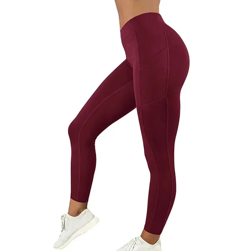 Plus Size Pocket Yoga Pants Women High Waist Gym Tights