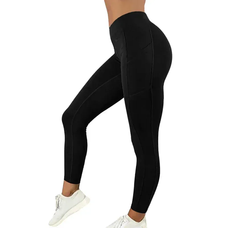 Plus Size Pocket Yoga Pants Women High Waist Gym Tights