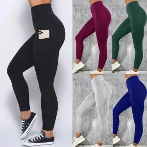 Plus Size Pocket Yoga Pants Women High Waist Gym Tights