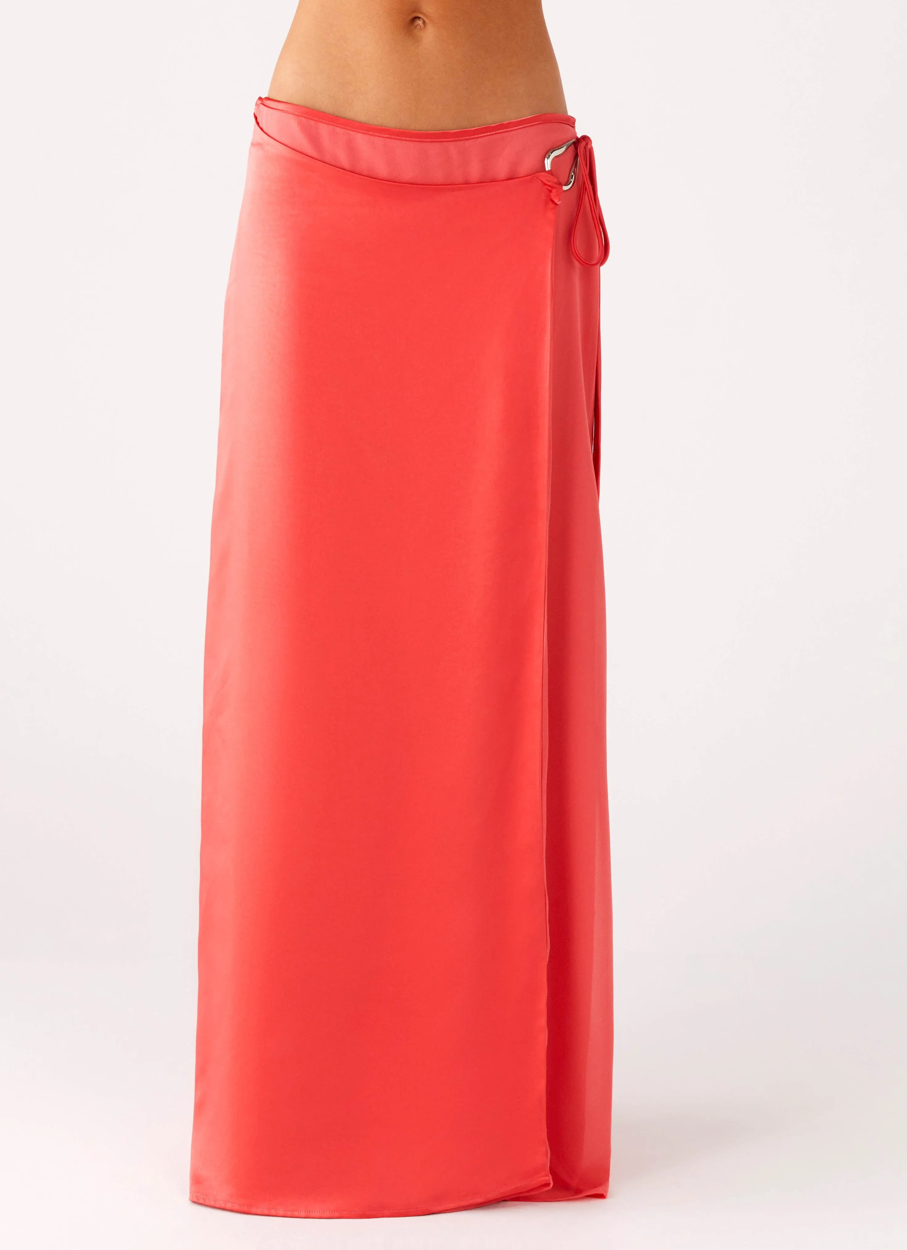 Pollie Wrap Maxi Skirt - Coral Travel Ready