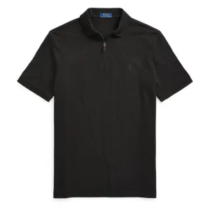 Polo Ralph Lauren Custom Slim Fit Zip Neck Polo Shirt Black