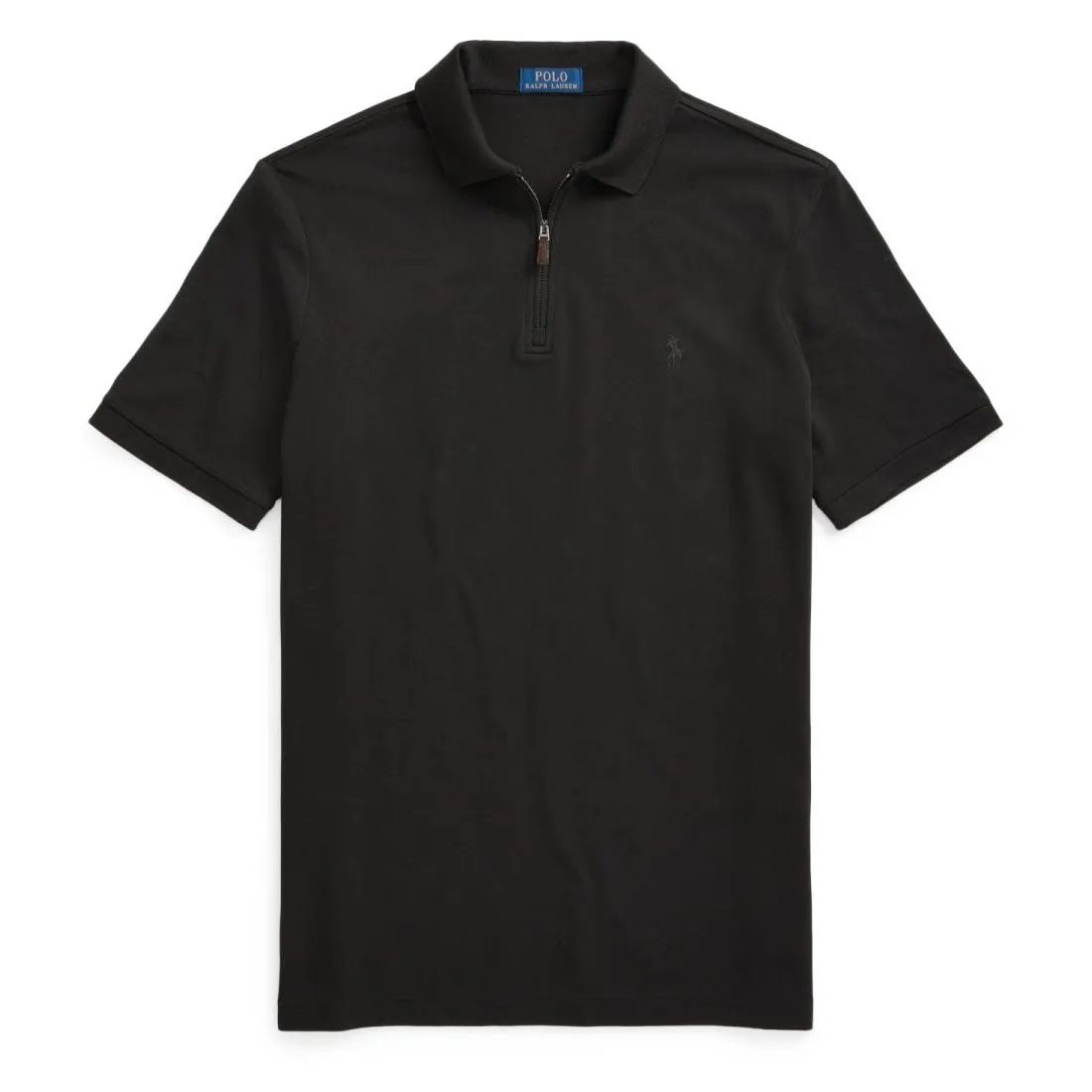 Polo Ralph Lauren Custom Slim Fit Zip Neck Polo Shirt Black