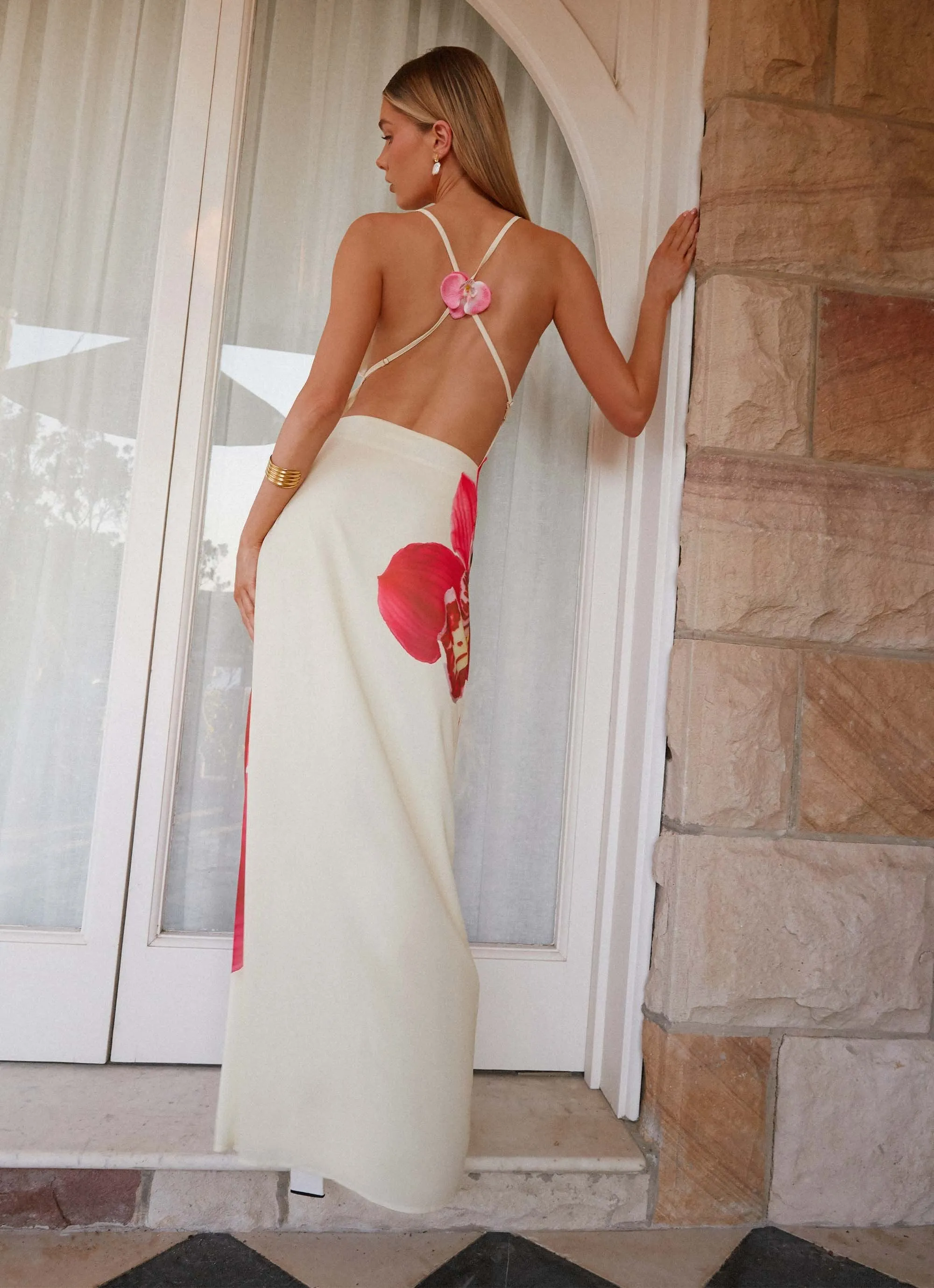 Stretchable Fabric Island Girl Maxi Dress - Yellow