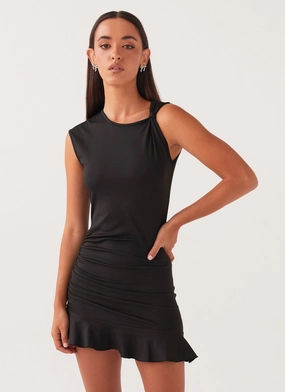 Sophisticated Design London Edge Katy Frill Mini Dress - Black