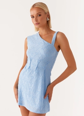 Fashion Option Statement-Piece Poppy Mini Dress - Baby Blue