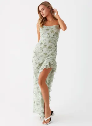 Comfy Fit Princessa Maxi Dress - Sage Floral