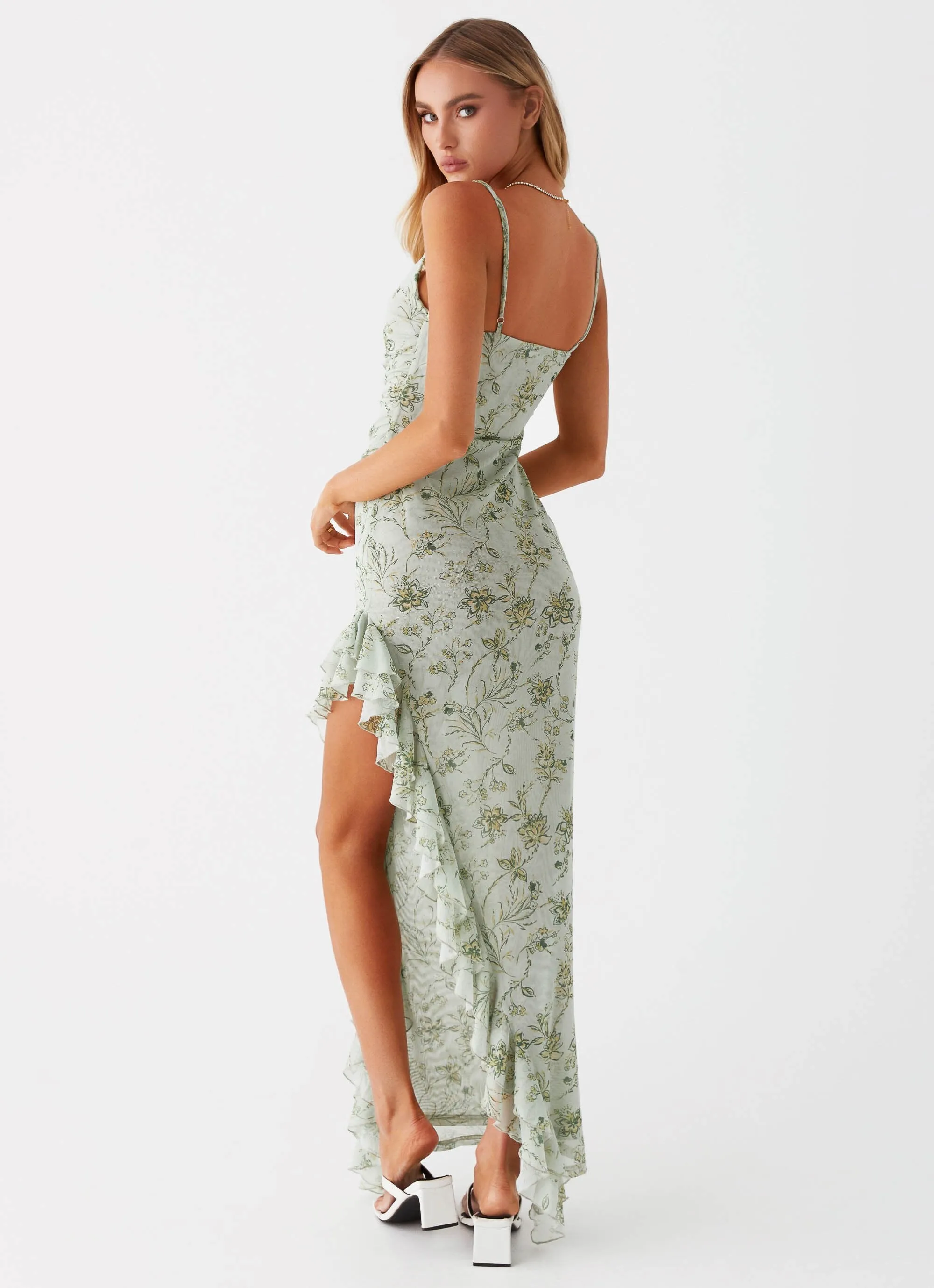 Princessa Maxi Dress - Sage Floral Polo Style