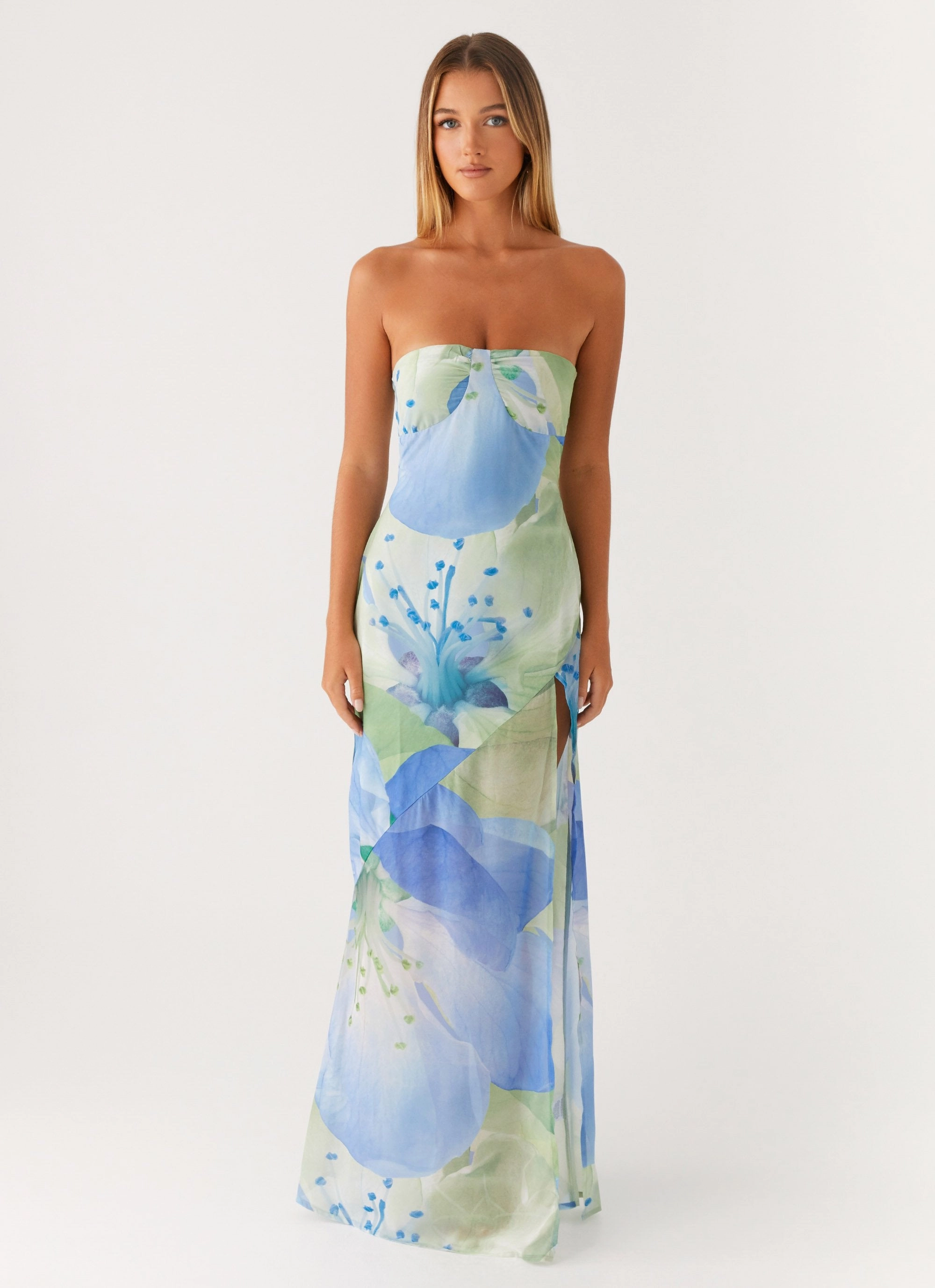 Lawson Maxi Dress - Flower Print Velvet-Touch