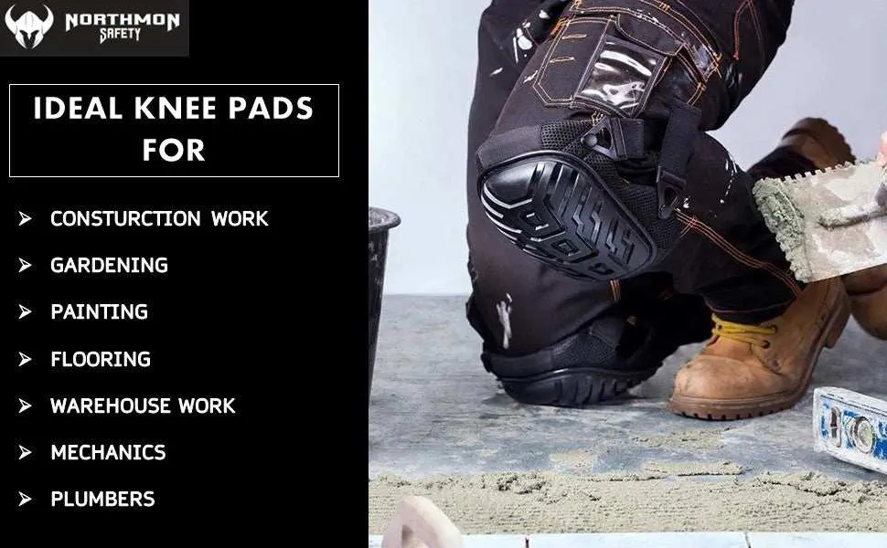 Professional Work Knee Pads Heavy Duty Foam Padding - Comfort Gel Cushion - KP100