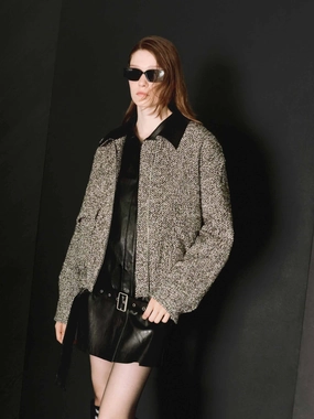 PU Collar Regular Jacket Simple Look Reinforced Stitching