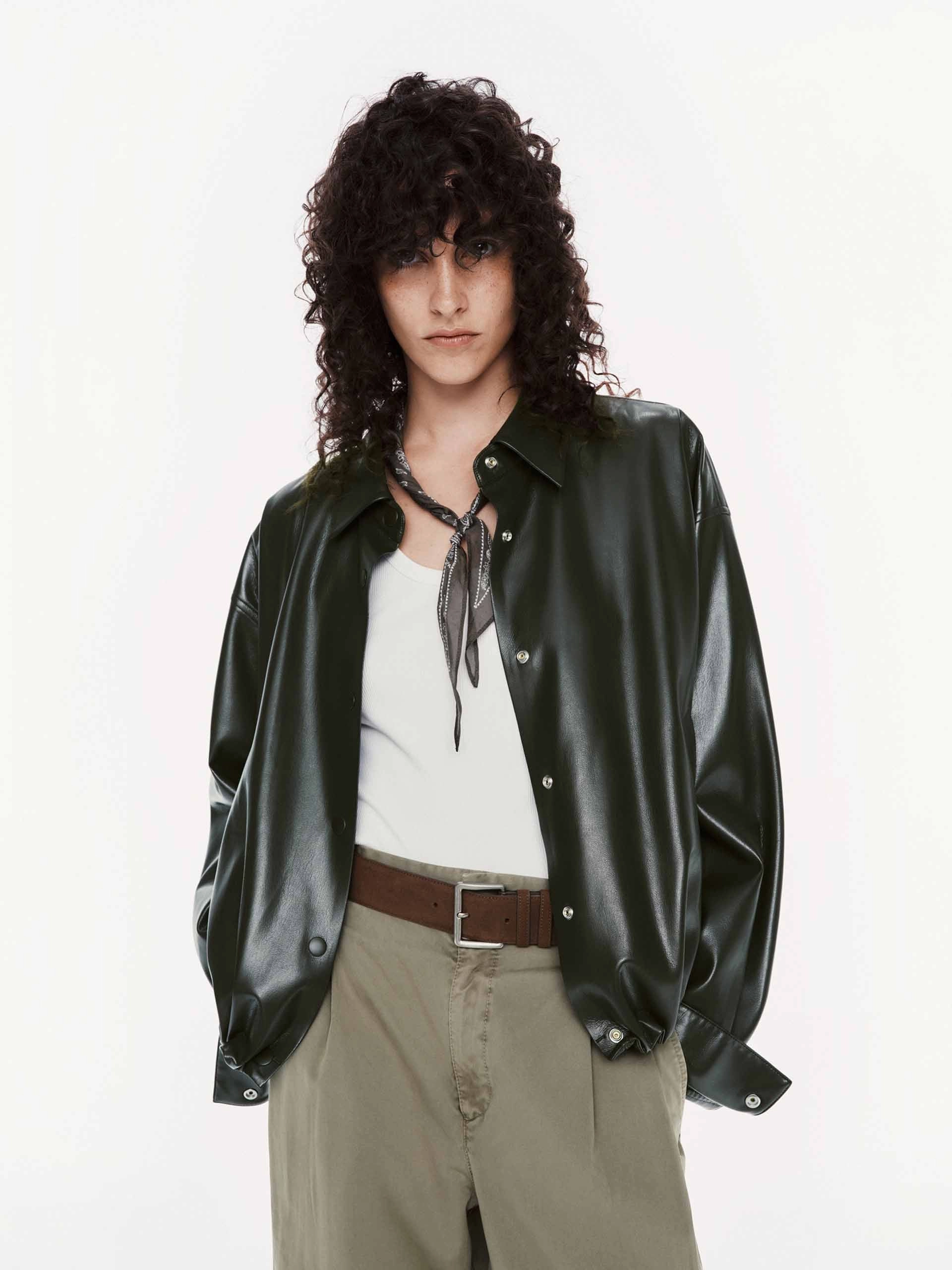 PU Leather Cropped Jacket waterproof construction Windbreaker Inspired Fit