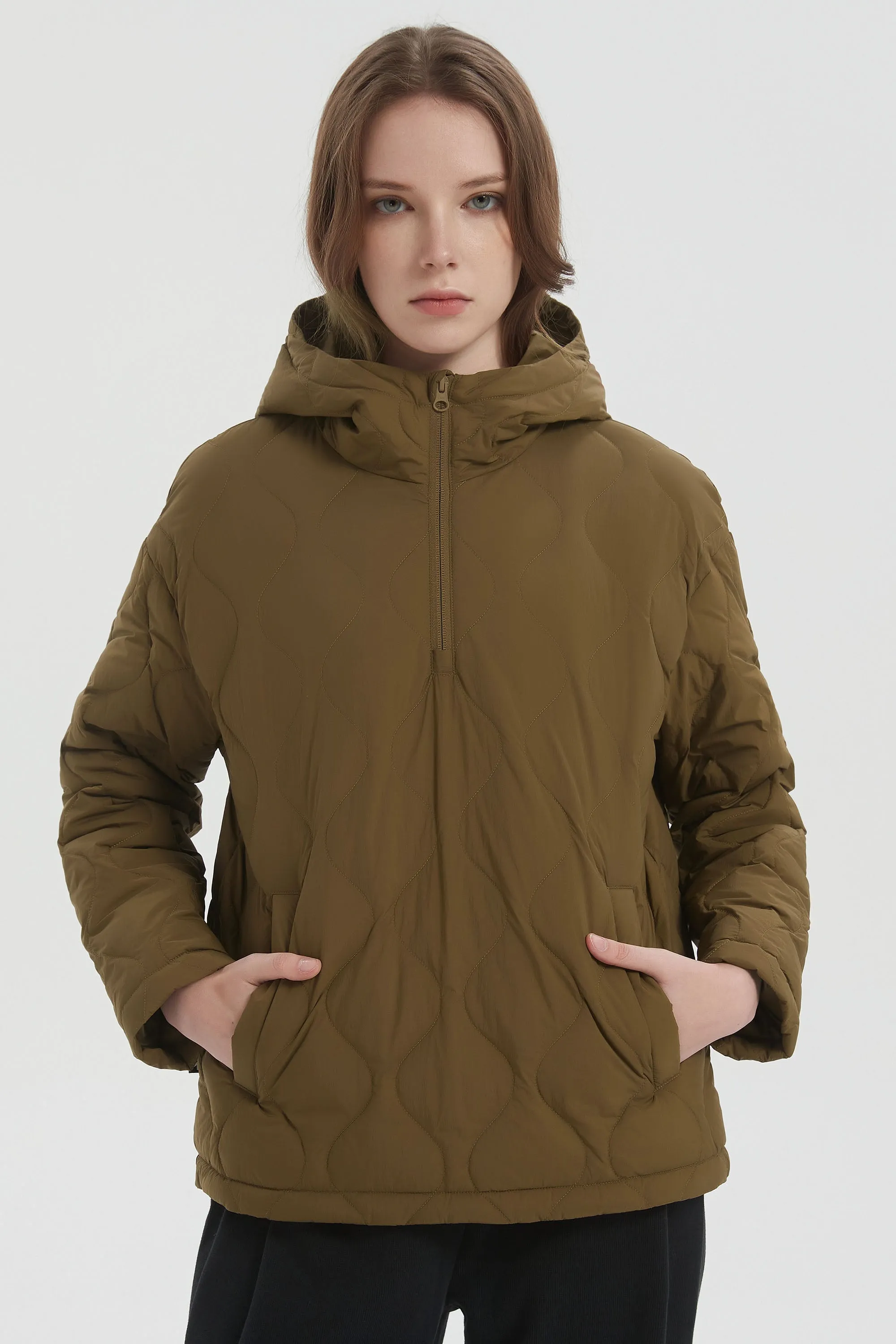 Puffer Jacket Half Zip Hoodies Coat