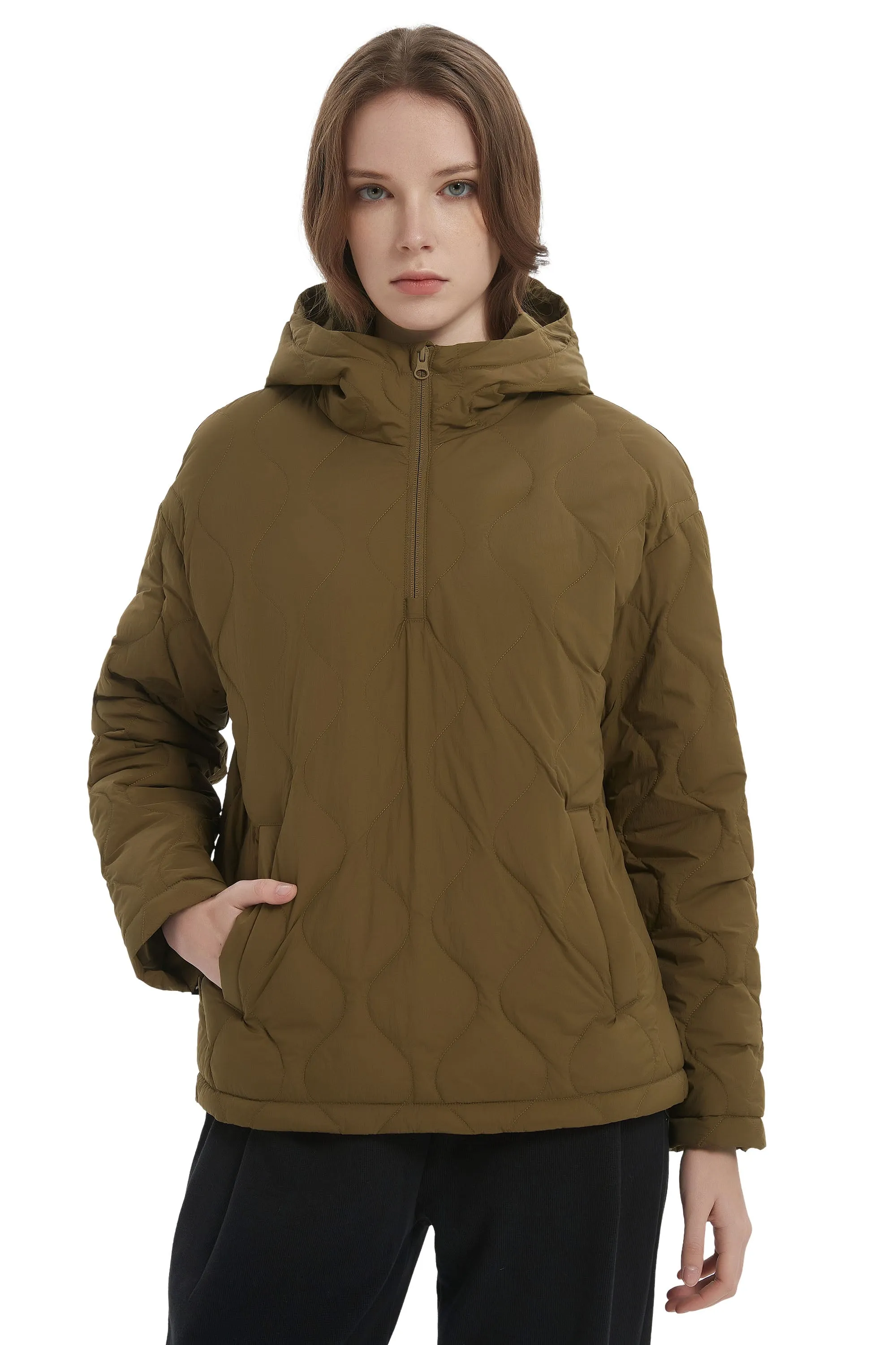 Puffer Jacket Half Zip Hoodies Coat