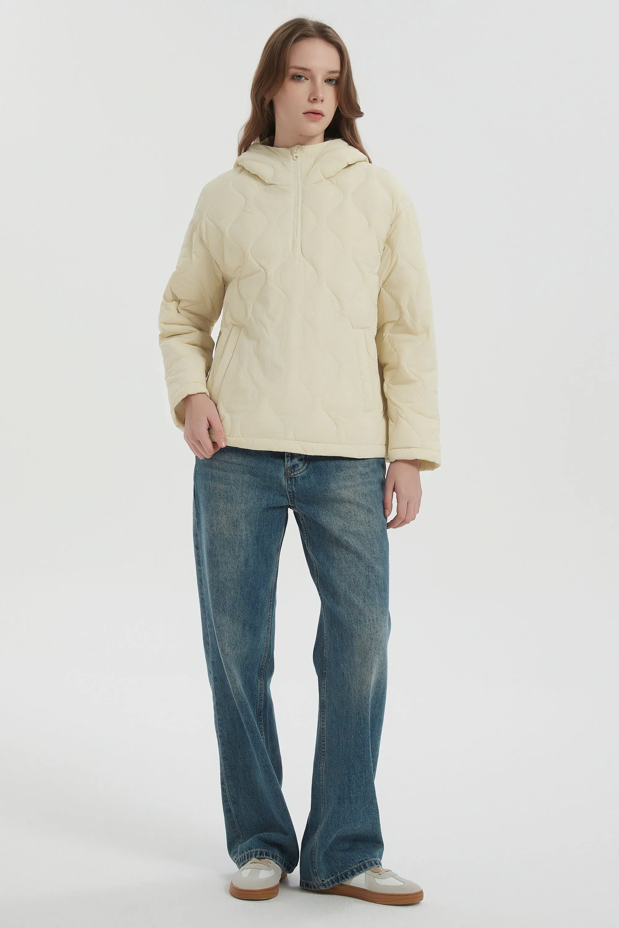 Puffer Jacket Half Zip Hoodies Coat