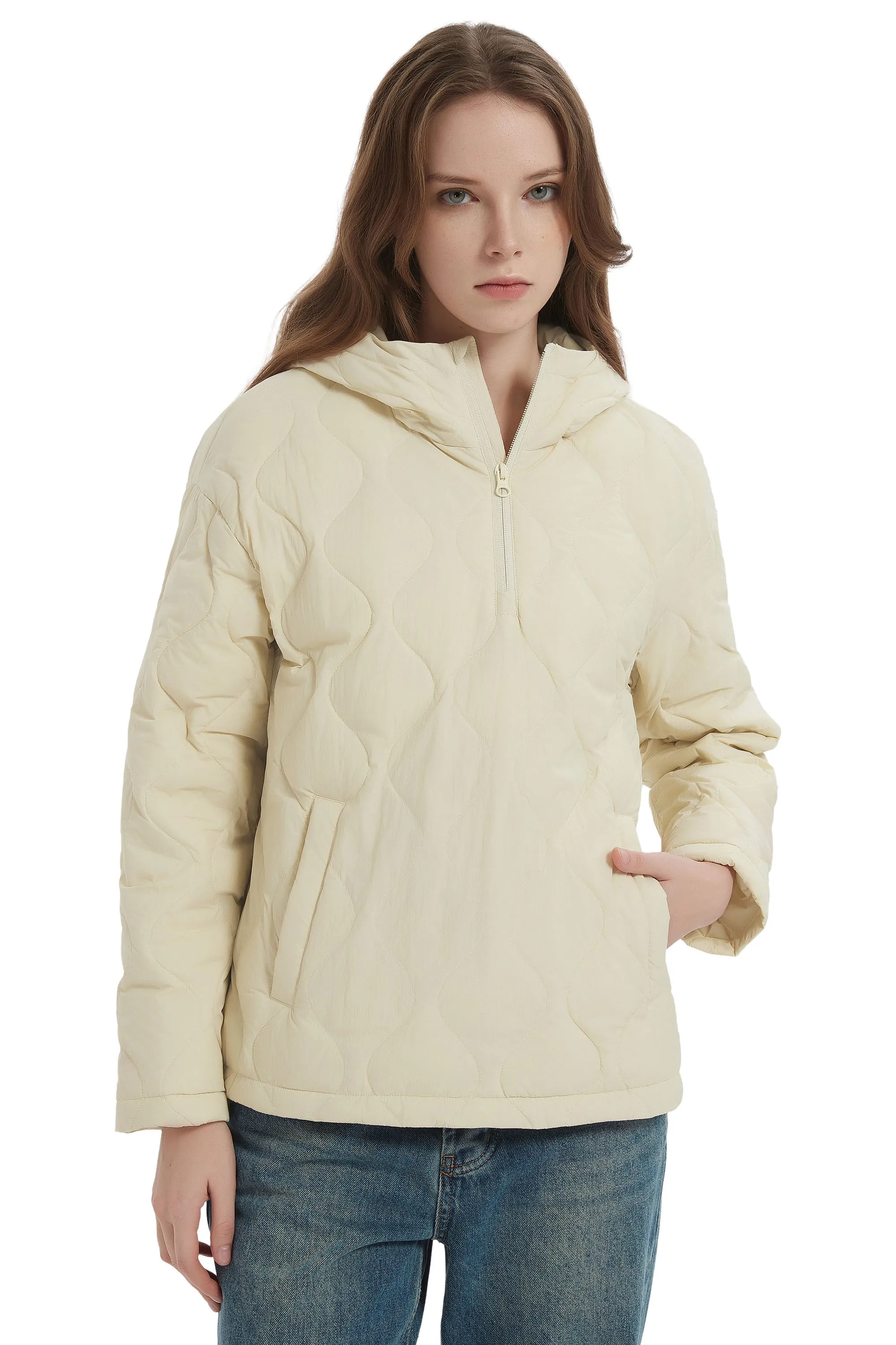 Puffer Jacket Half Zip Hoodies Coat